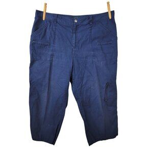 Ralph Lauren Capri Pants Plus Size 14 14W Cropped Navy Blue Canvas Cargo Pants